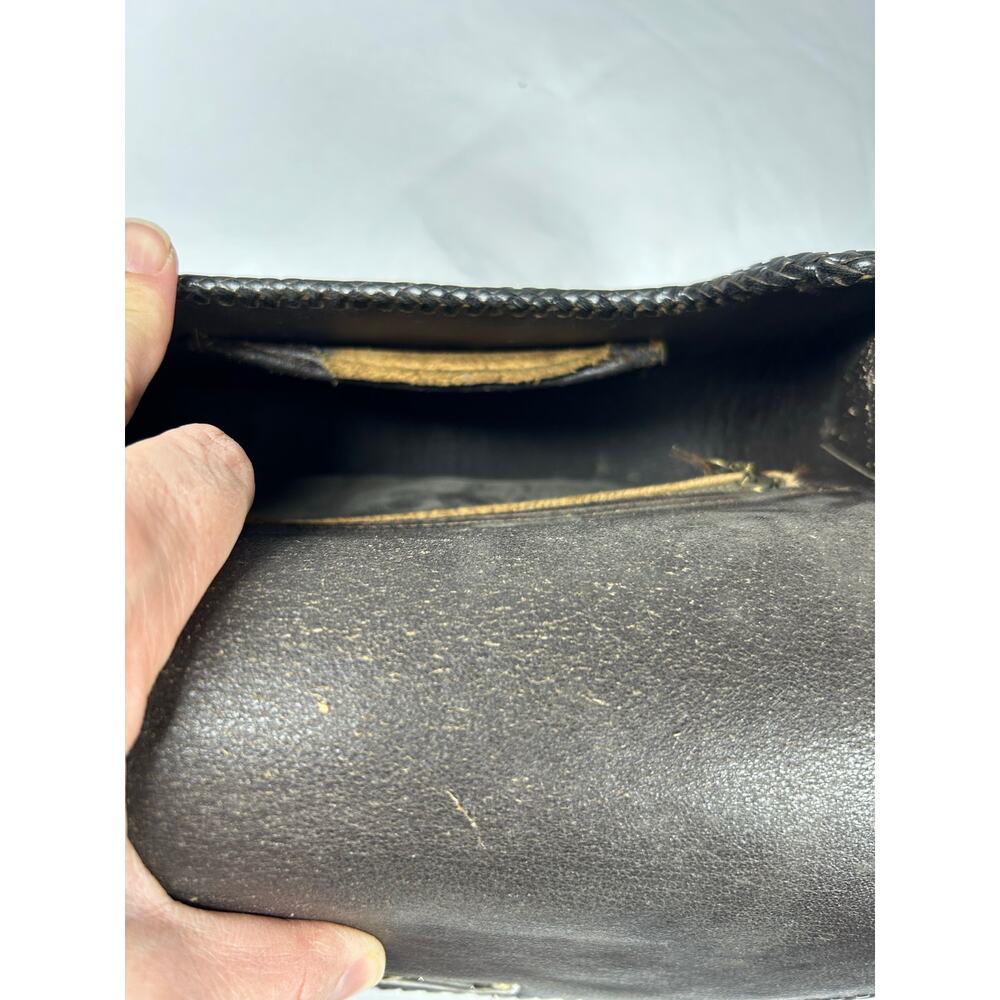 Vintage1940 custom-made curved leather, shoulder bag, black crossbody adjustable - Picture 10 of 13